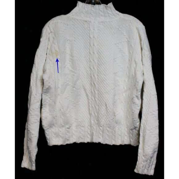 VTG Attencione White Italian Sweater Cable Knit Oversized Thick High Neck Winter - Picture 5 of 7